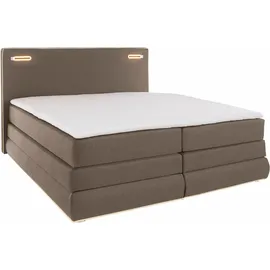 Collection AB Boxspringbett COLLECTION AB "Ninoni", braun, B:195cm L:210cm, Komplettbetten, Boxspringbett, inkl. Bettkasten, Topper und wahlweise mit LED-Beleuchtung, Topseller