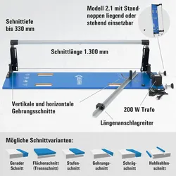 BAUTEC Styroporschneider GAZELLE 2.1 + STYROCUTTER 250W (Dauerbetrieb) » 10 Schneidedrähte, Schleifbrett, Klingenset