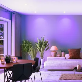 ledscom.de LED Decken-Einbaustrahler CIRC schwenkbar weiß inkl. Smart Home RGBW GU10 LED Lampe, 5,41W, 473lm