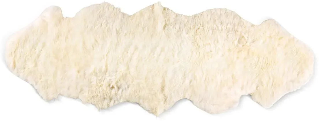 Fellhof Lammfell doppelt naturweiss ca. 190x60x5 cm - beige