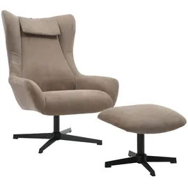 SalesFever Sessel Savannah Cord 82 x 106 x 85 cm Braun mit Hocker
