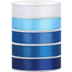 Satin Geschenkband 12mm 5 Farben je 25m lang blau hellblau Schleifenband Geschenkverpackung Geburtstag Hochzeit Weihnachten