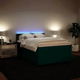 vidaXL Boxspringbett 140 x 200 cm Dunkelgrün