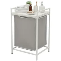 Relaxdays Wäschesammler mit Ablage, weiß/grau