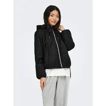 Only Steppjacke ONLMIKI HOOD QUILT JACKET CC OTW mit seitlichem Kordelzug am Saum schwarz L (40)