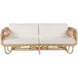 Beliani Gartensofa, Beige, Natur, Weiß, Beige, Naturmaterialien, 2-Sitzer, 210x74x82 cm, Loungemöbel, Gartensofas
