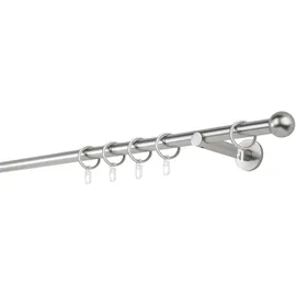 MYDECO 20mm,1-läufig,Rohr,Wandträger 12cm,Endstück Ball Farbe: Edelstahl-Optik, Größe: 120cm