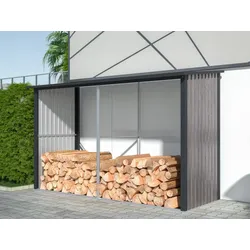 Kaminholzregal aus verzinktem Stahl mit Holzeffekt - 8 Ster - 3,49 m3 - 302 x 119 x 190 cm - VARWOOD