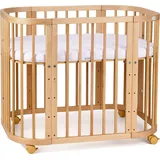 Waldin Babybett Beistellbett aus Holz, Matratze, Belüftet,Ohne Stoffset,Holz olive - Olive