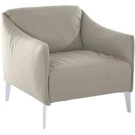 W.Schillig Cocktailsessel "sally", grau (eisgrau z59), B:84cm H:78cm T:84cm, Longlife Xtra-Leder Z59: Glattleder mit modischer Prägung. Hautstärke 0, 9 - 1, 1 mm., Sessel, Cocktailsessel, mit Metall-Winkelfüßen in Silber matt