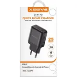 COFI 1453 25W PD Fast Charge Typ-C Schnell-Ladegerät Netzladegerät 3A Stecker kompatibel mit Android & iPhone schwarz - Schwarz