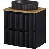 [en.casa] Waschtischunterschrank Skelbolu 50x60x40 cm Schwarz/Eiche