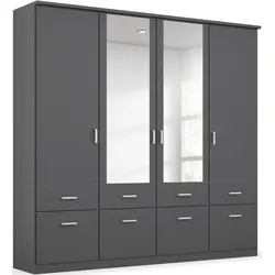 Kleiderschrank RAUCH "Kleiderschrank Schrank Garderobe deckenhoher Schrank BREMEN", grau (graumetallic), B:181cm H:199cm T:58cm, Holzwerkstoff, Schränke, in vielen Farben und Ausführungen MADE IN GERMANY