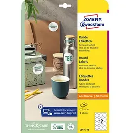 Avery Zweckform Etiketten L3416-10 Weiß 60,0 x 60,0 mm 10 Blatt