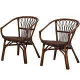 loft24 Rattanstuhl Kello (Set, 2 St), Rattangeflecht im maritimen Stil braun