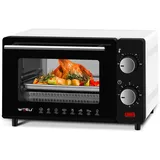 WOLTU Minibackofen 10 Liter, 650 Watt Toasterofen, kleiner elektrischer Backofen, 100-230 °C, 60 Min., Ober- und Unterhitze, mit Backblech Grillrost Entnahmegriff, Weiß+Schwarz, BF16wsz