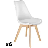 Tectake Esszimmerstuhl Frederikke Textil weiß 6er Set