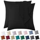 Vielit Kissenbezug 80x80 Schwarz Weich Kopfkissenbezug 80x80 2er Set Mikrofaser Kissenbezüge 80x80 Pillowcase Deko Kissenhülle Für Kissen 80x80 Öko-Zertifikat Resistent Hypoallergen