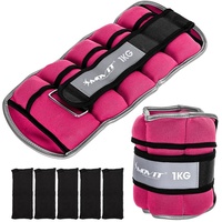 MOVIT Gewichtsmanschette 2er Set Gewichtsmanschetten Neopren, Laufgewichte, (Set, 2er Set), mit Reflektoren, verstellbare Gewichte, 2x 1,0kg, Farbwahl rosa