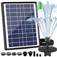 AISITIN 6,5W Solarbrunnen für Draussen, Eingebaute 1500mAh Batterie Solar Springbrunnen für Außen, Schwimmender Fontäne Pumpe mit 10 Fontänenstile für Garten,Vogel-Bad,Teich,Fisch-Behälter,Wasserspiel