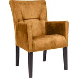 Armlehnstuhl HOME AFFAIRE "King", gold (goldgelb, buche wenge), B:60cm H:92cm T:65cm, Massivholz, Polyester, Stühle, Armlehnstuhl, Esszimmerstuhl mit Knopfheftung