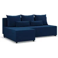 FERMO - Ecksofa mit Schlaffunktion, Bettkastem, Komfort und Still, marineblau - Blau
