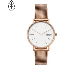 Quarzuhr SKAGEN "SIGNATUR", rosa (roségoldfarben), Armbanduhren, Damen, Armbanduhr, Damenuhr, Herrenuhr, Edelstahlarmband, analog