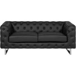 2-Sitzer Sofa Kunstleder schwarz VISSLAND