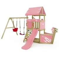 Wickey Spielturm DinkyHouse mit Rutsche, und Schiffsnase & pastellpink