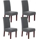 HOMECOVER Stuhlhussen 4er Set, Stretch Jacquard Stuhlbezug Stuhlhussen für Esszimmerstühle Universal Abnehmbarer Stuhlbezug Für Esszimmer Hotel Küche-grau-4er Set
