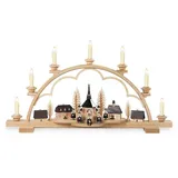 Kleinkunst aus dem Erzgebirge® Müller Schwibbogen Seiffener Dorf natur komplett elektrisch