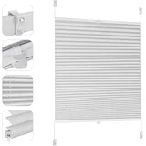 Sekey Plissee ohne Bohren Verdunkelung, Fenster Plissee Klemmfix Jalousie 100 cm breit, Verspannt Blickdicht Sonnenschutz Fensterollo, 100x120cm, Weiß