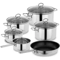 Kopf Merkur Topf-Set 6-tlg. 4 x Fleischtopf + Stielkasserolle + Bratpfanne