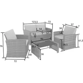 Tectake Lucca Rattan Lounge natur/dunkelgrau