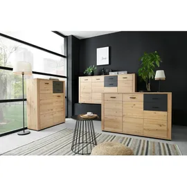 XORA Sideboard, Anthrazit, Eiche Artisan, Kunststoff, 5 Fächer, 1 Schubladen, 178.6x88.7x38 cm, Typenauswahl, Beimöbel erhältlich, stehend, - Sideboards,