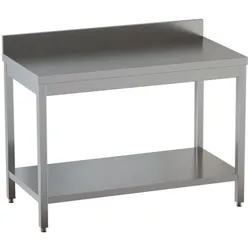GastroHero Edelstahl Arbeitstisch Eco 16x7 mit Grundboden und Aufkantung