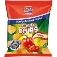 XOX Knabberei, XOX Kartoffelchips Paprika knusprig fein gewuerzt und aromatisch 30g
