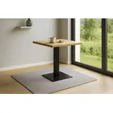 Bistrotisch Baumkante massiv Eiche geölt 80 x 80 cm Säulengestell schwarz IRIS