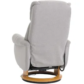 MCA Furniture MCA Relaxsessel + Aufstehhilfe HWC-N58, Fernsehsessel Sessel Fußstütze Bouclé Stoff Holz grau, Holz Natur