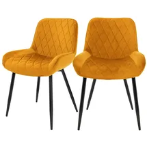 ML-Design 2er Set Esszimmerstühle Samt Senfgelb