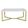 Costway Couchtisch Sofa-beistelltisch Rechteckig Mit Kunstmarmor-tischplatte & Goldenen Y-foermigen Beinen & Verstellbaren Untersetzern - Costway