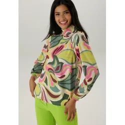 Schlupfbluse, mit modisch einzigartigen Druckmuster Allover - NEUE KOLLEKTION, Gr. 48, hellgrün-pink-dunkelgrün-beige-kiwi-gelb-orange-limette, , 96890502-48