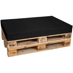 TexDeko Palettenkissen für Europalette 120x80x12cm Wasser-& Schmutzabweisend, abnehmbarer Bezug mit Reißverschluss, waschbar (Schwarz)