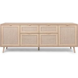 Finori Bali 51B Sideboard Holzwerkstoff Sonoma Eiche/Rafia Geflecht Optik