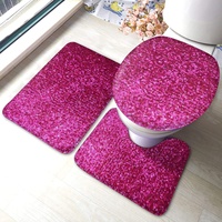 Meiya-Design Badezimmerteppich-Set, 3-teilig, weiche Duschvorleger, Konturmatte und WC-Deckelbezug, Hot Pink