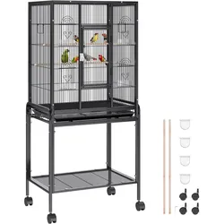 VEVOR Vogelvoliere 61x43x137cm Vogelkäfig aus Q195-Kohlenstoffstahl Vogelhaus für 2-3 mittelgroße bis große Vögel Voliere mit Schloss Vogelheim Vogelbauer