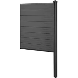 WPC-Sichtschutz Savoie, Zaun Windschutz, WPC-Pfosten zum Einbetonieren ~ Erweiterungselement schmal, 98cm anthrazit