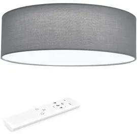 Navaris LED Deckenleuchte 40 cm Rund - Design Stoff Bezug Grau/Hellgrau - Deckenlampe LED Licht Dimmbar mit Farbtemperaturwechsel und Fernbedienung - max 22 Watt 970 Lumen