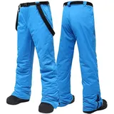 Herren Skihose Winter Warme Schneehose Lange Latzhose Plüsch Gefüttert Schneeanzüge Skihose Wasserdicht Atmungsaktive Snowboardhose Schneehose Mit Verstellbarer Trägern(Blau,3XL) - 3XL