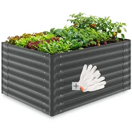Tectake Hochbeet Pflanzbeet 120 x 100 x 62 cm Grau
